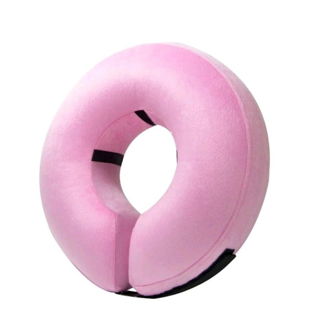 Inflatable Soft Dog Cone Collar Donut Post Surgical Large Pink Pillow Neck Recov